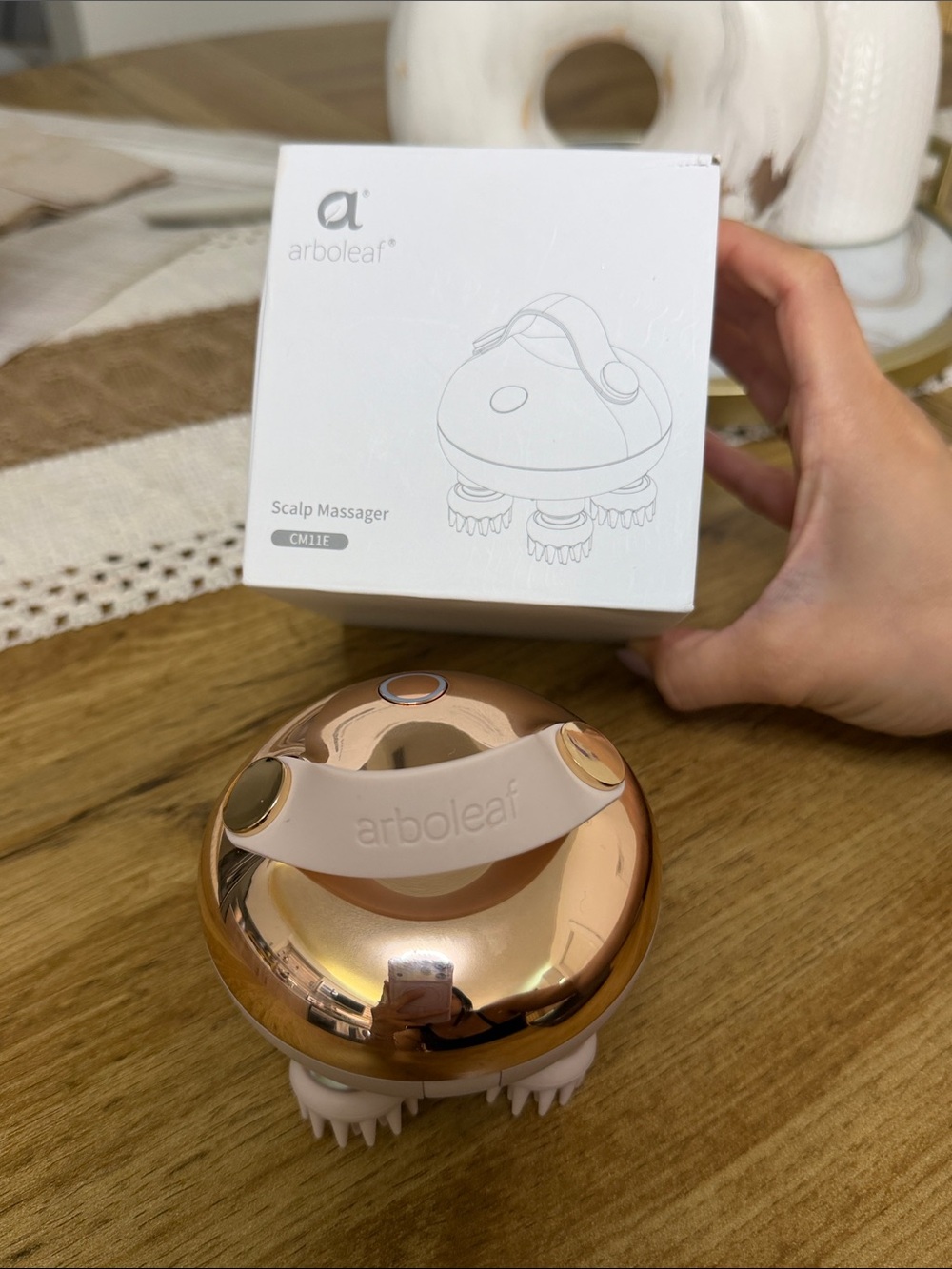 Arboleaf Rose Gold Scalp Massager - Rechargeable Head Massager